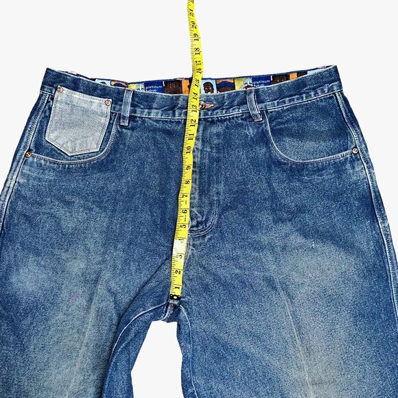 Platinum Fubu Jeans Fat Albert Streetwear Baggy Y2K HipHop Urban Junkyard Sz 40 - Picture 6 of 16
